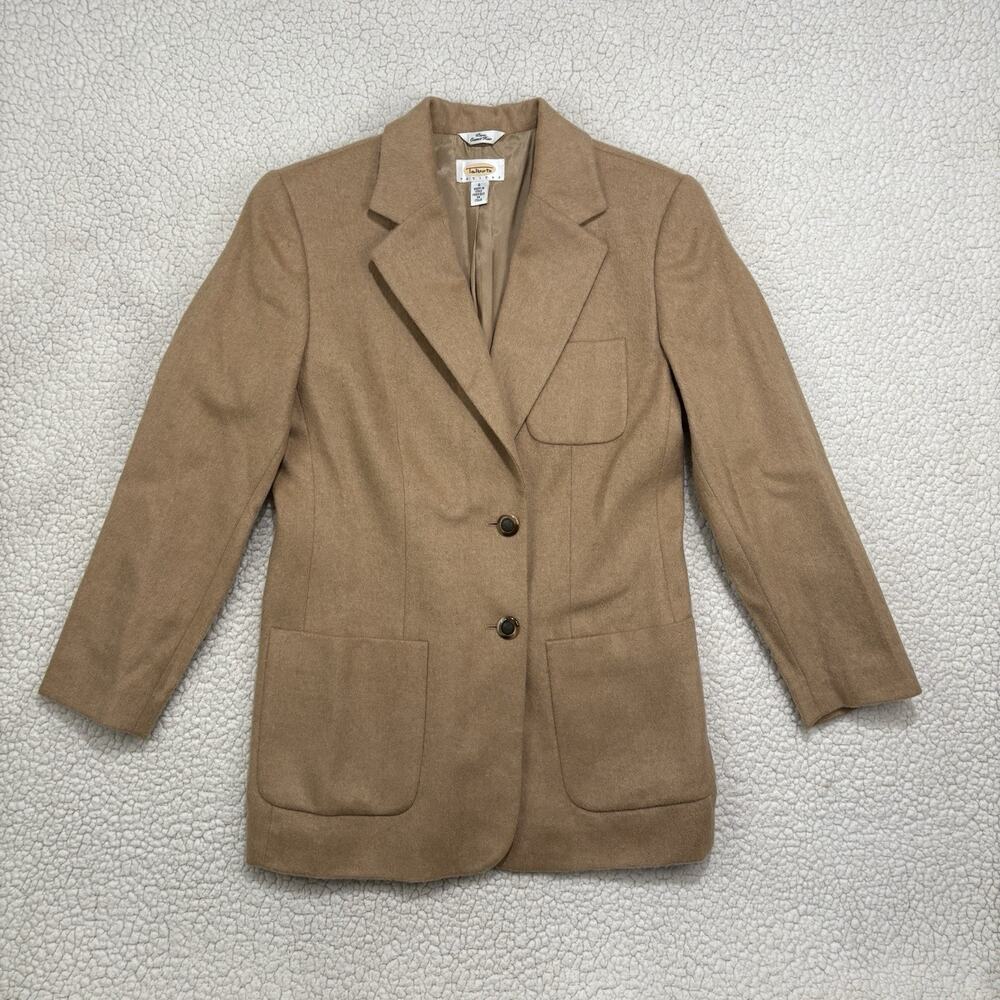Vtg Talbots Pure Camel‎ Hair Blazer Womens Size 6 Petite Made In Italy Tan Lined